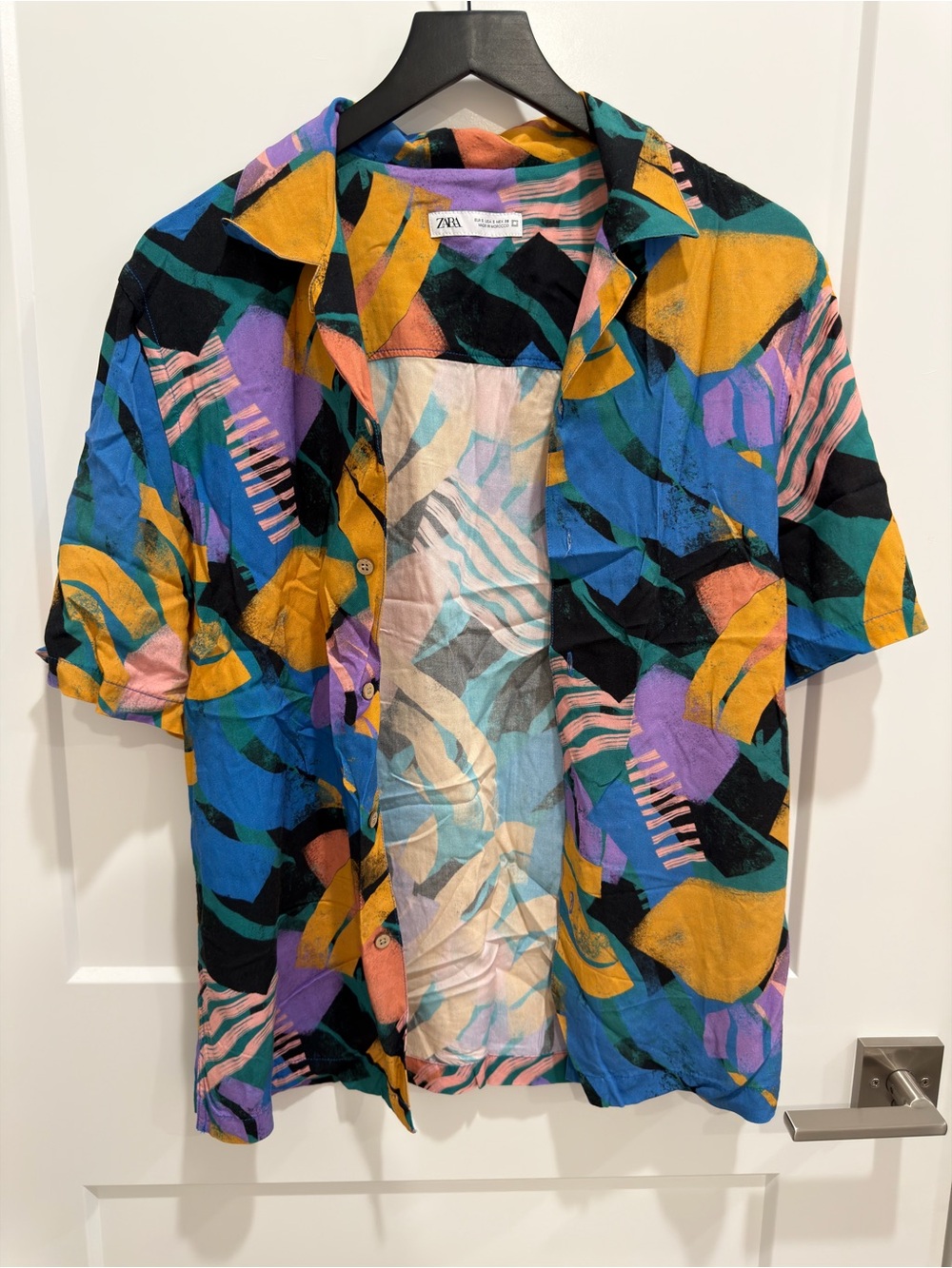 Zara Multicolor Abstract Print Short-Sleeve Shirt